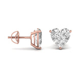 Ivana Jewels Earrings 3 Carats Each Heart Shape Solitaire Diamond Three Prong Setting Studs Earring