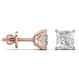 Ivana Jewels Earrings 3 Carats Each Princess Shape Solitaire Diamond Four Prong Basket Setting Studs Earring