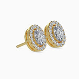 Ivana Jewels Earrings 40 Pointers Oval Shape Centre Solitaire Diamond Studs Earring