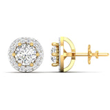 Ivana Jewels Earrings Diamond Halo Studs in Two-Tone Gold