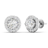 Ivana Jewels Earrings Diamond Halo Studs in Two-Tone Gold