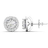 Ivana Jewels Earrings Diamond Halo Studs in Two-Tone Gold