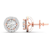 Ivana Jewels Earrings Diamond Halo Studs in Two-Tone Gold