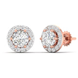 Ivana Jewels Earrings Diamond Halo Studs in Two-Tone Gold