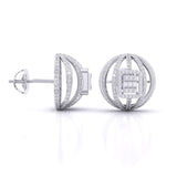 Ivana Jewels Earrings Fancy Baguette & Round Diamonds HALO Earrings