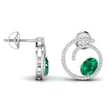 Ivana Jewels Earrings OVAL Coloured Stone & Round Diamond Earring