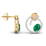 Ivana Jewels Earrings OVAL Coloured Stone & Round Diamond Earring