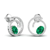 Ivana Jewels Earrings OVAL Coloured Stone & Round Diamond Earring