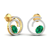 Ivana Jewels Earrings OVAL Coloured Stone & Round Diamond Earring