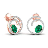 Ivana Jewels Earrings OVAL Coloured Stone & Round Diamond Earring
