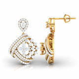 Ivana Jewels Earrings Pear & Round Cut Diamonds Encrusted Sides Drop Earring