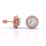 Ivana Jewels Earrings Round Brilliant Cut Diamond Halo Earrings