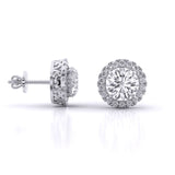Ivana Jewels Earrings Round Brilliant Cut Diamond Halo Earrings