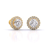 Ivana Jewels Earrings Round Brilliant Cut Diamond Halo Earrings