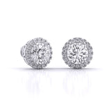 Ivana Jewels Earrings Round Brilliant Cut Diamond Halo Earrings