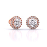 Ivana Jewels Earrings Round Brilliant Cut Diamond Halo Earrings