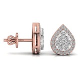 Ivana Jewels Earrings Round Cut Diamonds Leaf Shape Earrings