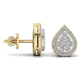 Ivana Jewels Earrings Round Cut Diamonds Leaf Shape Earrings