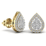 Ivana Jewels Earrings Round Cut Diamonds Leaf Shape Earrings
