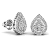 Ivana Jewels Earrings Round Cut Diamonds Leaf Shape Earrings
