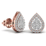 Ivana Jewels Earrings Round Cut Diamonds Leaf Shape Earrings