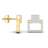 Ivana Jewels Earrings Square Style Round Cut Diamond Earring Studs