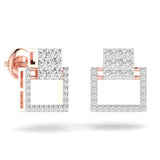 Ivana Jewels Earrings Square Style Round Cut Diamond Earring Studs