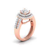 Ivana Jewels Ring Cushion Cut Diamond Engagement Ring with Pave Band
