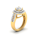 Ivana Jewels Ring Cushion Cut Diamond Engagement Ring with Pave Band