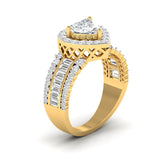 Ivana Jewels Ring Heart Cut Diamond Engagement Ring with Baguette Side Stones