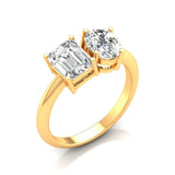 Ivana Jewels Rings 2 Carat Solitaire Emerald & Oval Shape Diamonds Ring