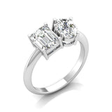 Ivana Jewels Rings 2 Carat Solitaire Emerald & Oval Shape Diamonds Ring