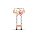 Ivana Jewels Rings Bridal Emerald Cut Diamond Ring with Marquise Accents