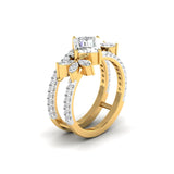 Ivana Jewels Rings Bridal Emerald Cut Diamond Ring with Marquise Accents