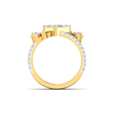 Ivana Jewels Rings Bridal Emerald Cut Diamond Ring with Marquise Accents