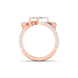 Ivana Jewels Rings Bridal Emerald Cut Diamond Ring with Marquise Accents