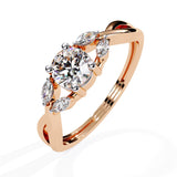 Ivana Jewels Rings Single Stone Diamond Ring with Side Stones