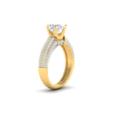 Ivana Jewels Rings Stunning Solitaire Diamond Ring with Triple Row Pave