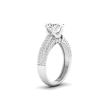 Ivana Jewels Rings Stunning Solitaire Diamond Ring with Triple Row Pave