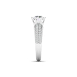 Ivana Jewels Rings Stunning Solitaire Diamond Ring with Triple Row Pave