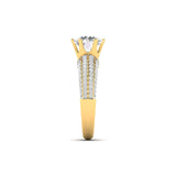 Ivana Jewels Rings Stunning Solitaire Diamond Ring with Triple Row Pave