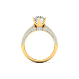 Ivana Jewels Rings Stunning Solitaire Diamond Ring with Triple Row Pave
