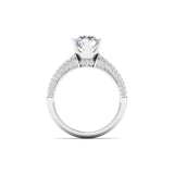 Ivana Jewels Rings Stunning Solitaire Diamond Ring with Triple Row Pave