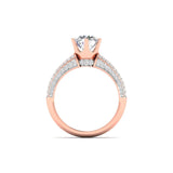 Ivana Jewels Rings Stunning Solitaire Diamond Ring with Triple Row Pave