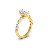 Ivana Jewels Rings Unique Oval Diamond Ring with Side Stones for Engagement