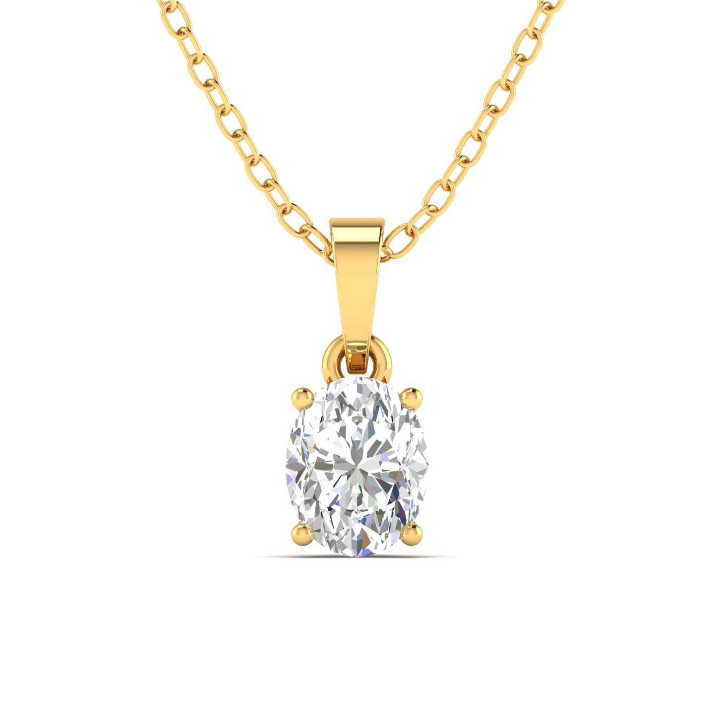 Diamond Pendant Necklace with Oval Center Stone