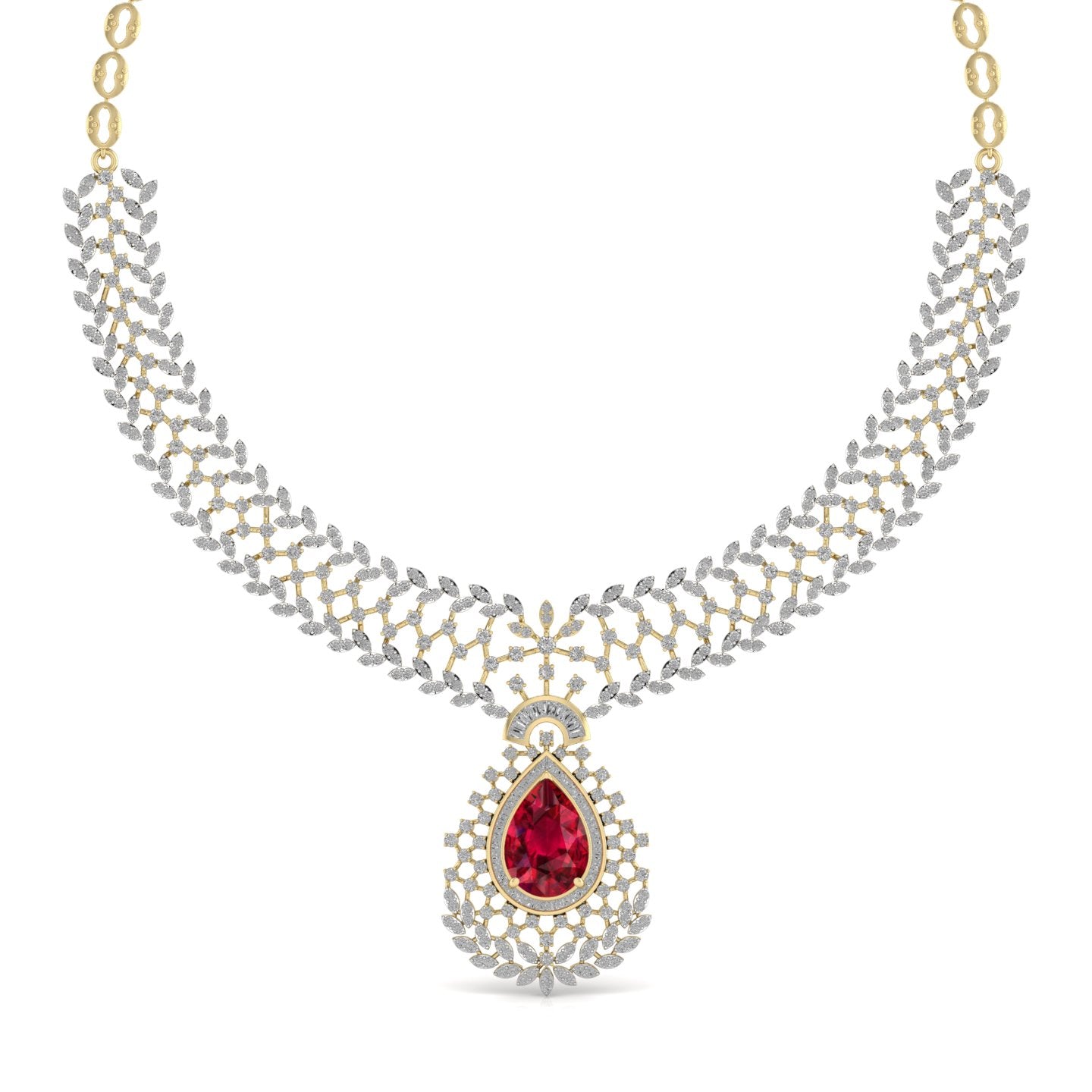 Lab Grown Diamonds & Gem Stone Royal Design Necklace