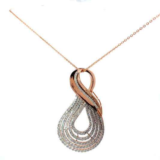 Teardrop Shaped Diamond Pendant Necklace in Rose Gold