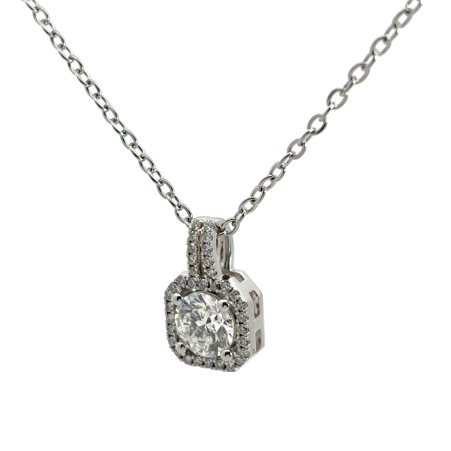 1 Carat Solitaire Round Diamond Halo Of Light Pendant