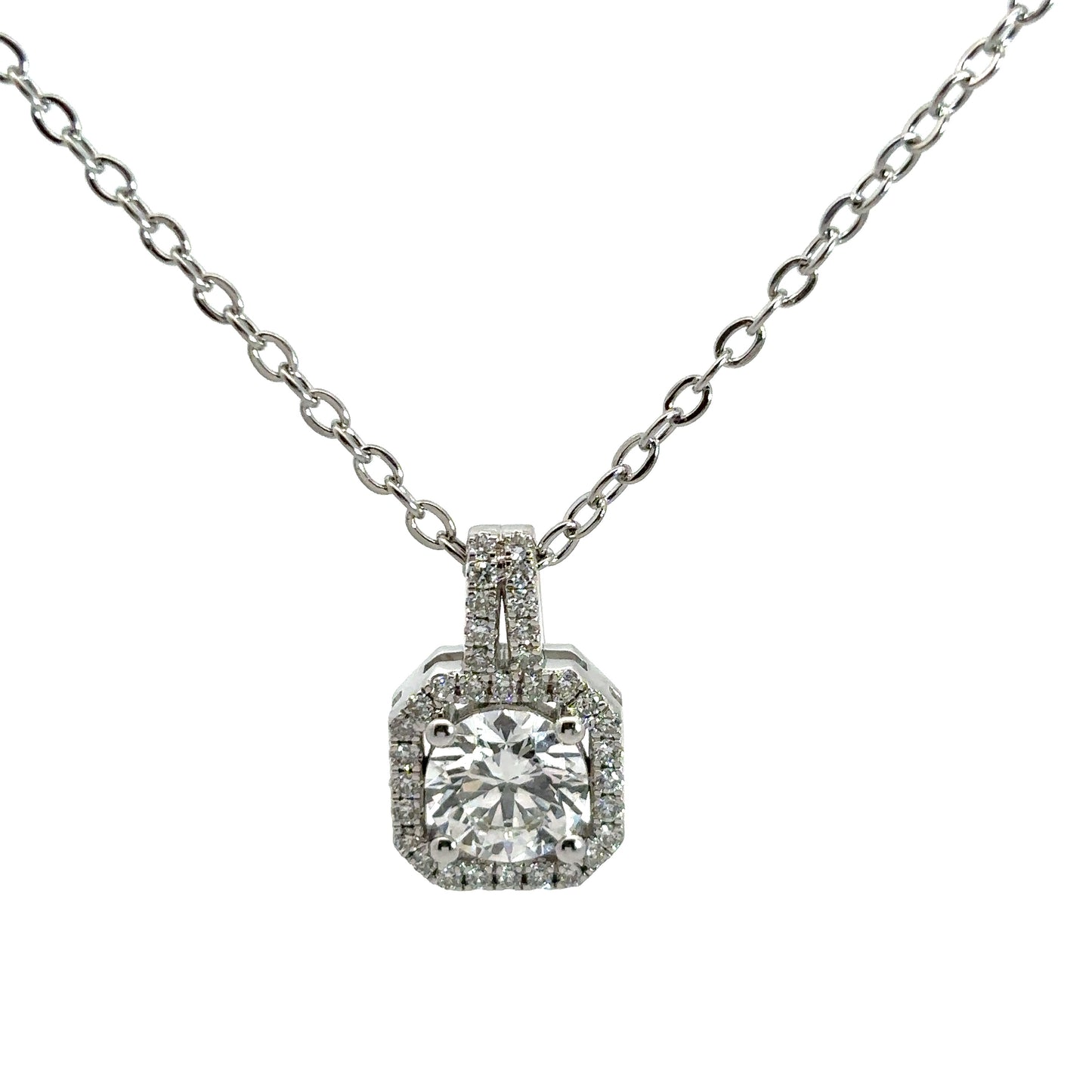 1 Carat Solitaire Round Diamond Halo Of Light Pendant